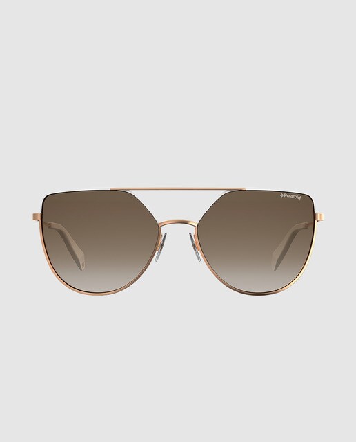 Gafas de sol de mujer Polaroid mariposa de metal en dorado con lente marrón