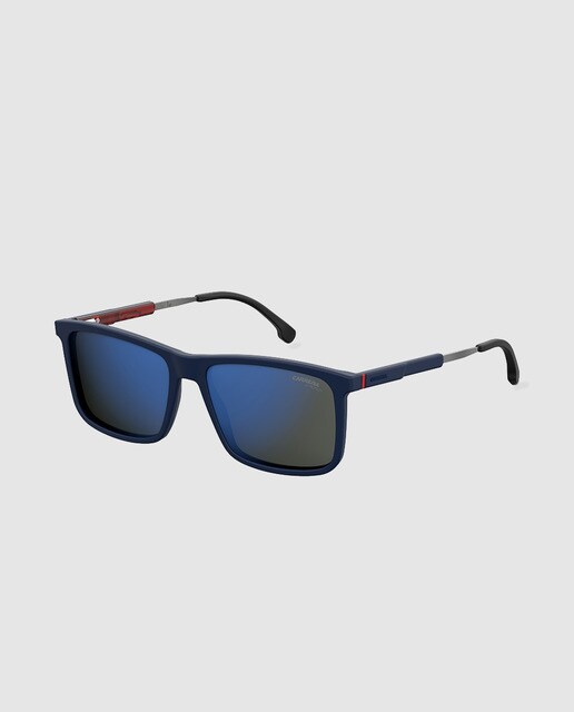 Gafas de sol de hombre Carrera rectangular de acetato en azul con lente azul