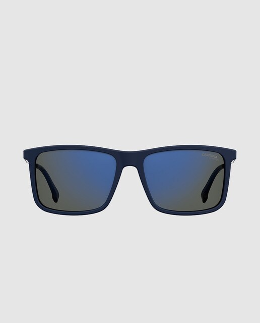 Gafas de sol de hombre Carrera rectangular de acetato en azul con lente azul