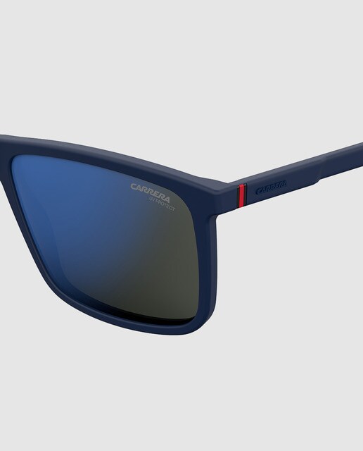 Gafas de sol de hombre Carrera rectangular de acetato en azul con lente azul