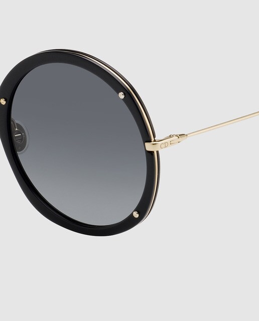 Gafas de sol de mujer Dior redondas de acetato y metal en negro con lente gris