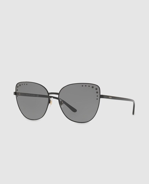 Gafas de sol de mujer estilo mariposa Polo Ralph Lauren de metal en negro