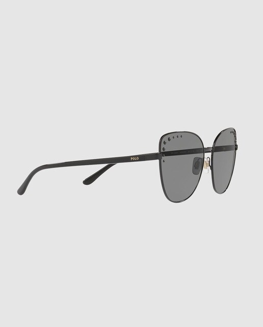 Gafas de sol de mujer estilo mariposa Polo Ralph Lauren de metal en negro