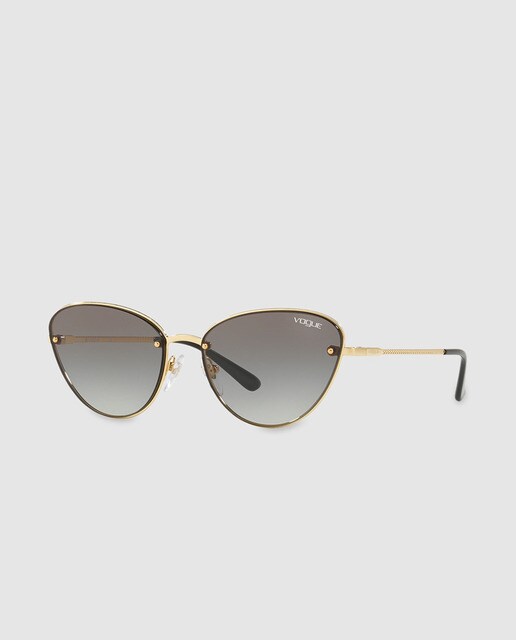 Gafas de sol cat eye de mujer Vogue de metal en dorado con lentes grises