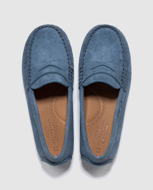 Mocasines de niño Kids Collection de ante azul con antifaz