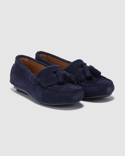 Mocasines de niño Essentials Kids en ante azul con borlas