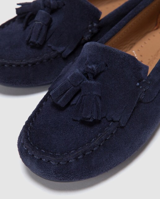 Mocasines de niño Essentials Kids en ante azul con borlas