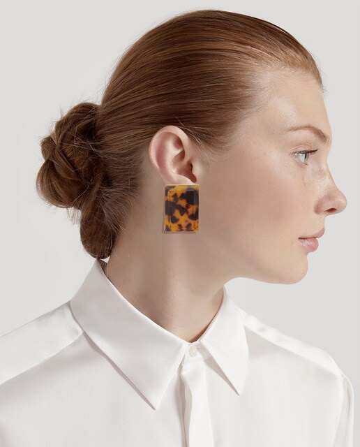 Pendientes de clip El Corte Inglés cuadrados estampados