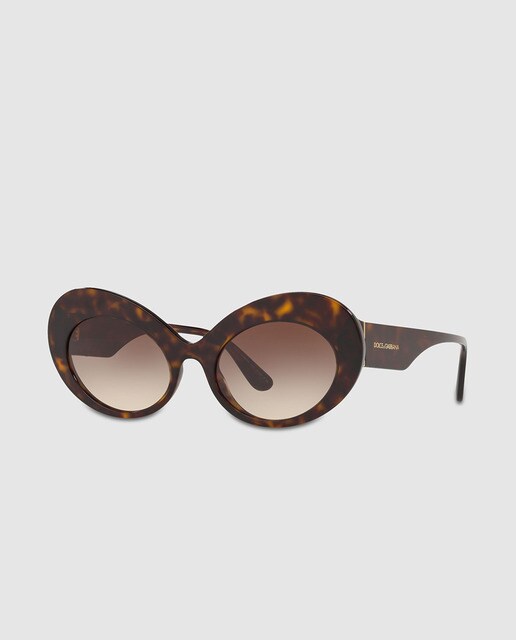 Gafas de sol de mujer Dolce & Gabbana ovaladas de acetato habana marrón