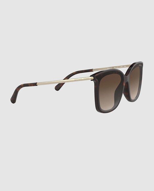 Gafas de sol de mujer Michael Kors inyectadas en habana marrón con varillas metálicas