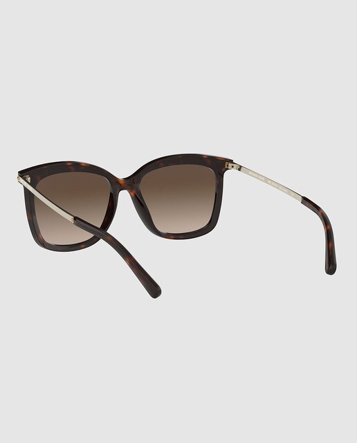 Gafas de sol de mujer Michael Kors inyectadas en habana marrón con varillas metálicas