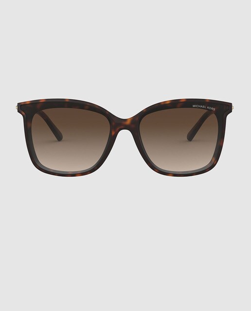 Gafas de sol de mujer Michael Kors inyectadas en habana marrón con varillas metálicas