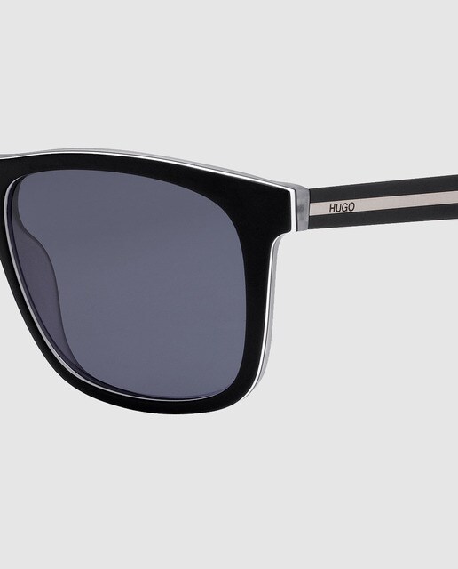 Gafas de sol de mujer Hugo cat eye de acetato negro con lentes grises