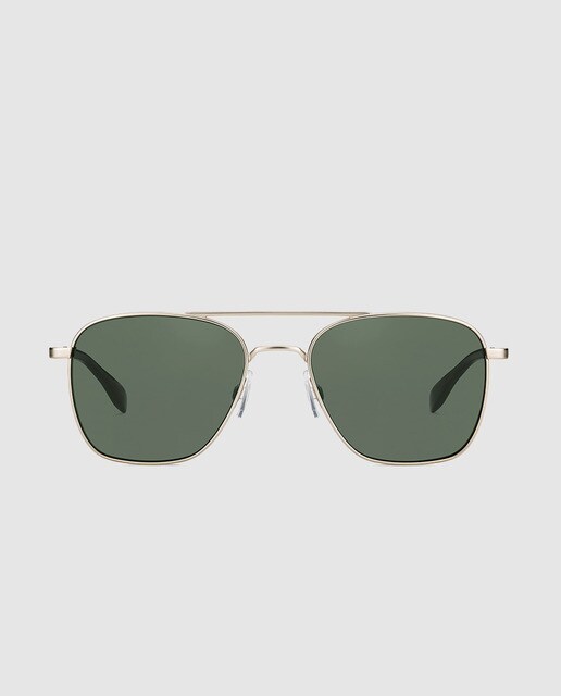 Gafas de sol de hombre Hugo cuadradas de metal dorado con lente verde