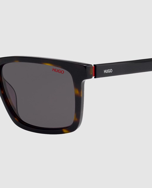 Gafas de sol de hombre Hugo rectangulares de acetato en havana con lente marrón