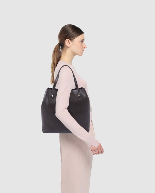 Shopping Mini Sofia de piel lisa en marrón oscuro