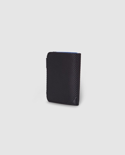 Cartera vertical de hombre Alep de piel en negro con clic y monedero