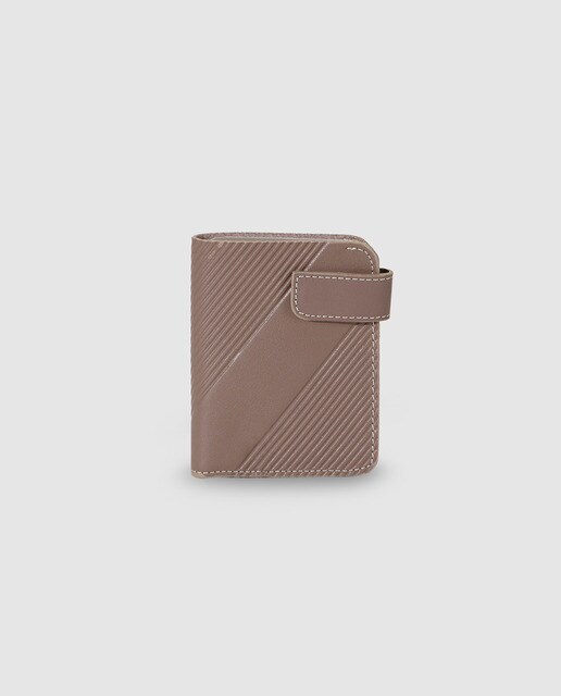 Cartera vertical de hombre Alep de piel topo con clic y monedero
