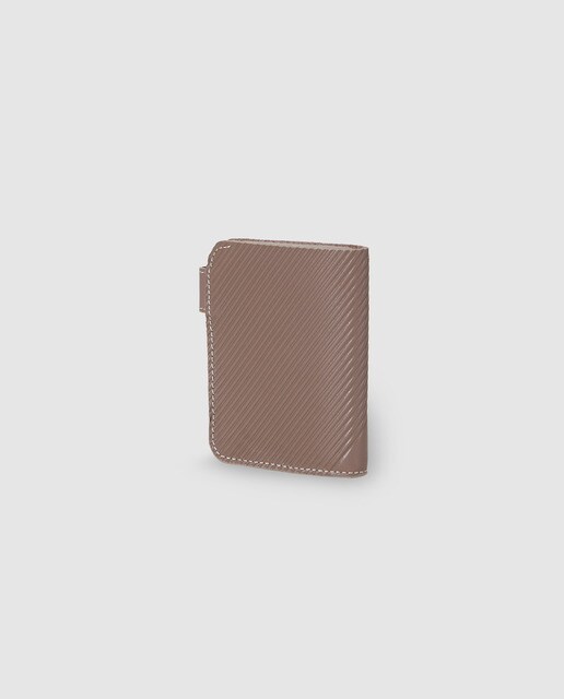 Cartera vertical de hombre Alep de piel topo con clic y monedero