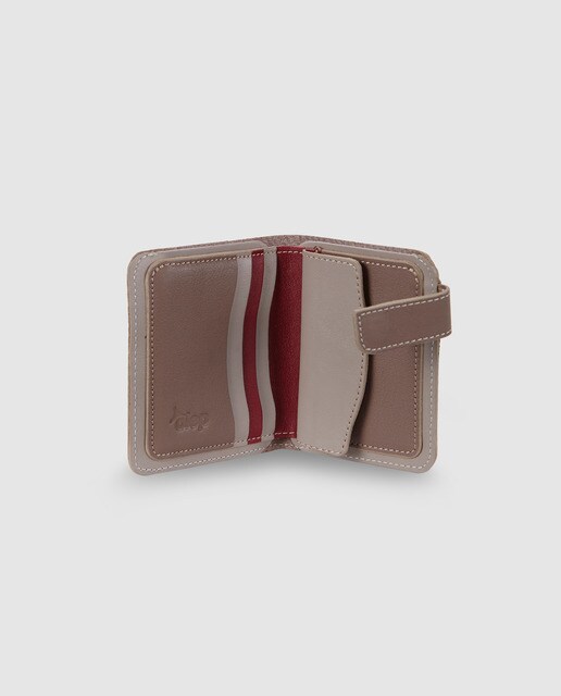 Cartera vertical de hombre Alep de piel topo con clic y monedero