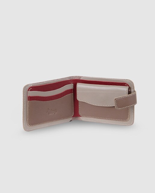 Cartera de hombre Alep de piel topo con clic y monedero