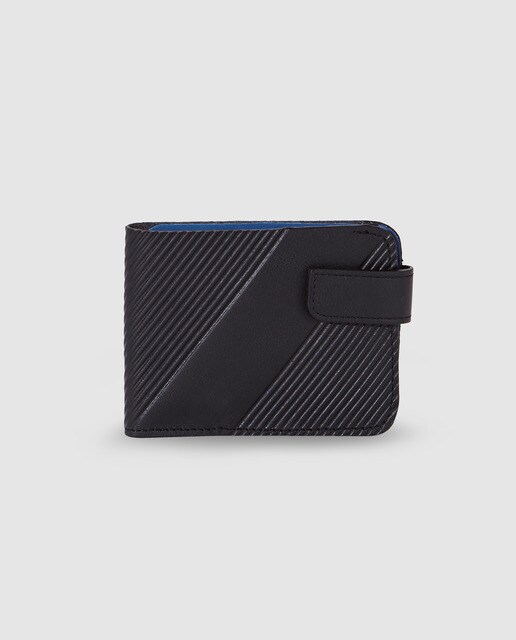 Cartera de hombre Alep de piel en negro con clic y monedero