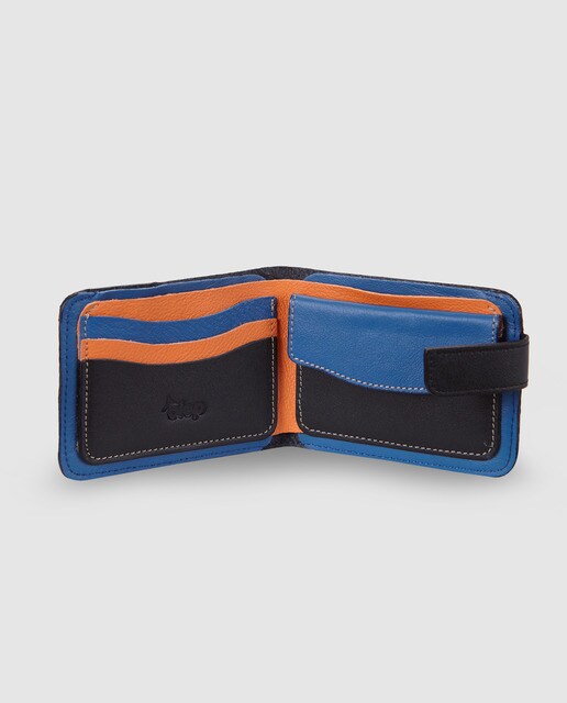 Cartera de hombre Alep de piel en negro con clic y monedero