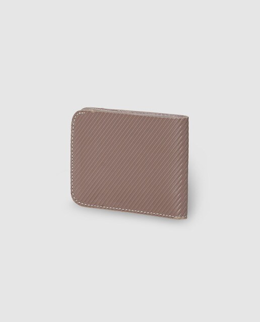 Cartera de hombre Alep de piel en topo con grabado de rayas