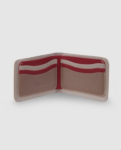 Cartera de hombre Alep de piel en topo con grabado de rayas