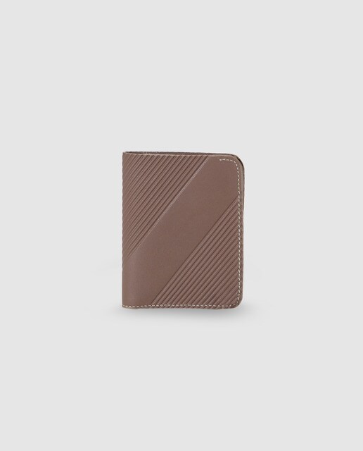 Cartera vertical de hombre Alep de piel topo con grabado