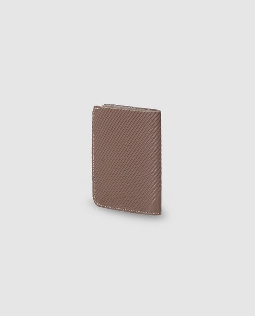 Cartera vertical de hombre Alep de piel topo con grabado