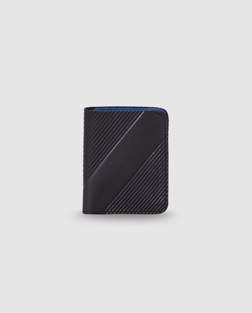Cartera vertical de hombre Alep de piel en negro con grabado