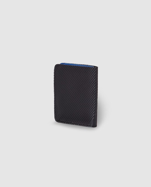 Cartera vertical de hombre Alep de piel en negro con grabado