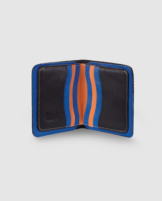 Cartera vertical de hombre Alep de piel en negro con grabado