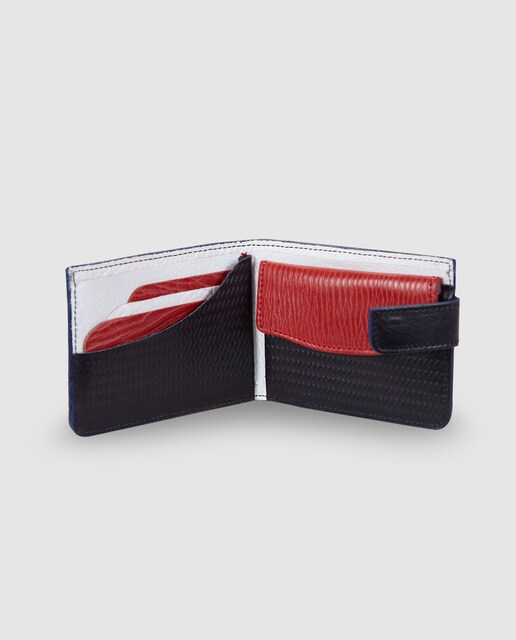 Cartera de hombre Alep de piel grabada en negro con clic