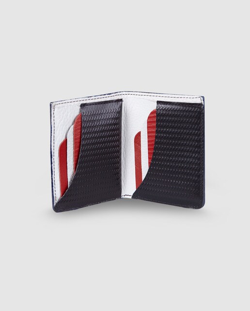 Cartera vertical de hombre Alep de piel grabada en azul marino