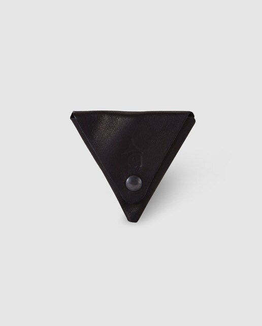 Monedero triangular de hombre Alep de piel lisa negro con clic