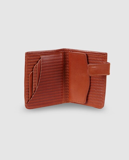 Cartera vertical de hombre Alep de piel en marrón con clic