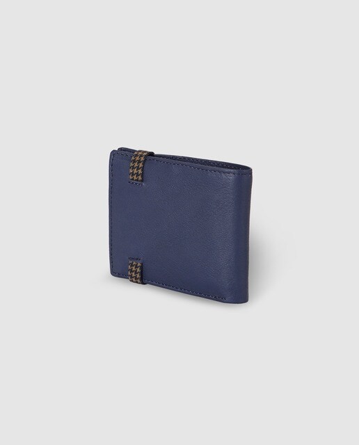 Cartera de hombre Alep de piel azul marino con goma