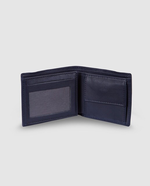 Cartera de hombre Alep de piel azul marino con goma