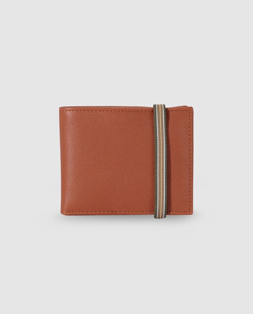 Cartera de hombre Alep de piel marrón con goma