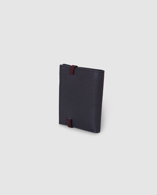 Cartera vertical de hombre Alep de piel en negro con elástico