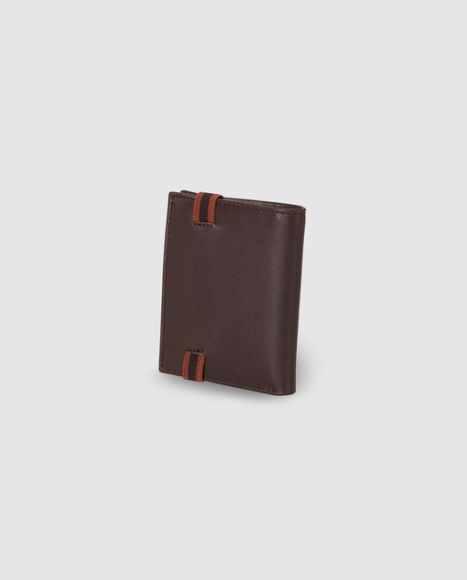 Cartera vertical de hombre Alep de piel en marrón oscuro con elástico
