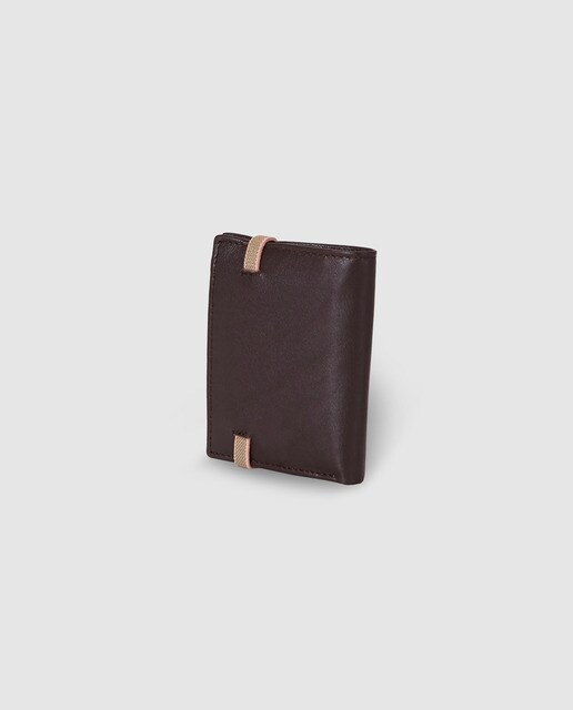 Cartera vertical de hombre Alep de piel en marrón oscuro con elástico