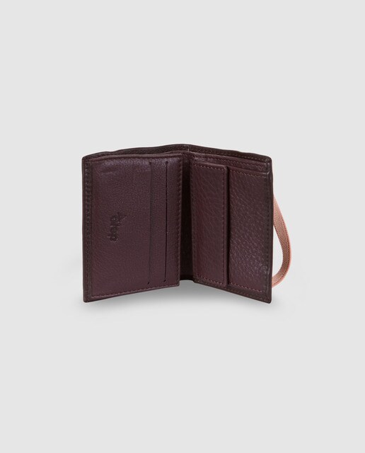 Cartera vertical de hombre Alep de piel en marrón oscuro con elástico