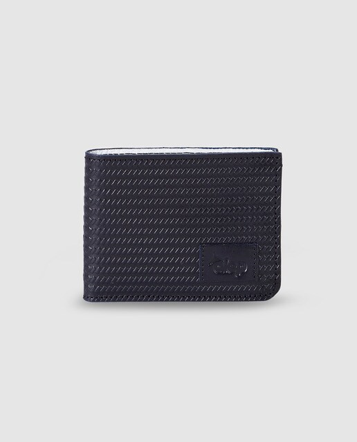 Cartera de hombre Alep de piel grabada en azul marino