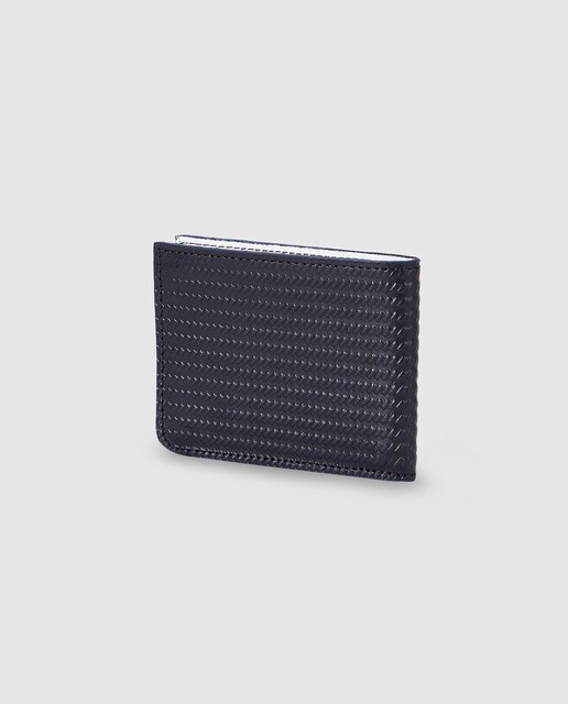 Cartera de hombre Alep de piel grabada en azul marino