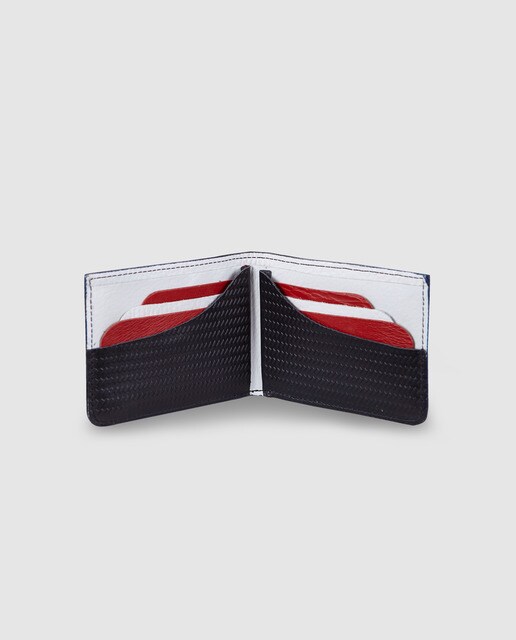Cartera de hombre Alep de piel grabada en azul marino