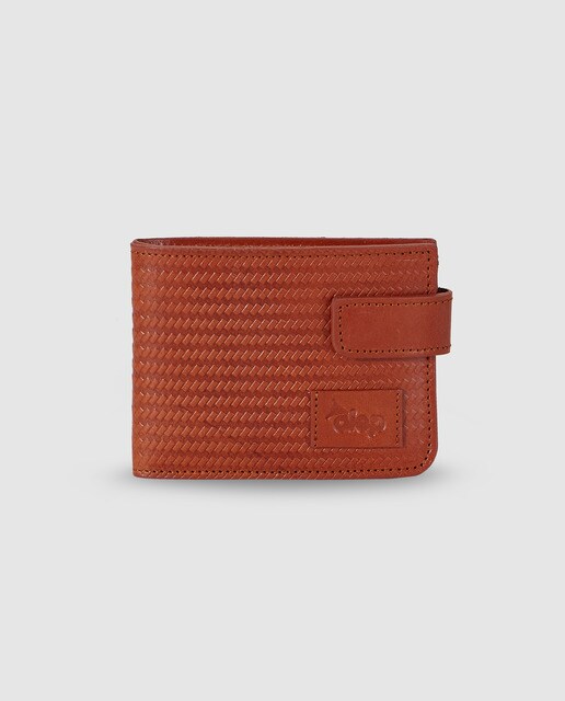 Cartera de hombre Alep de piel grabada en marrón con clic