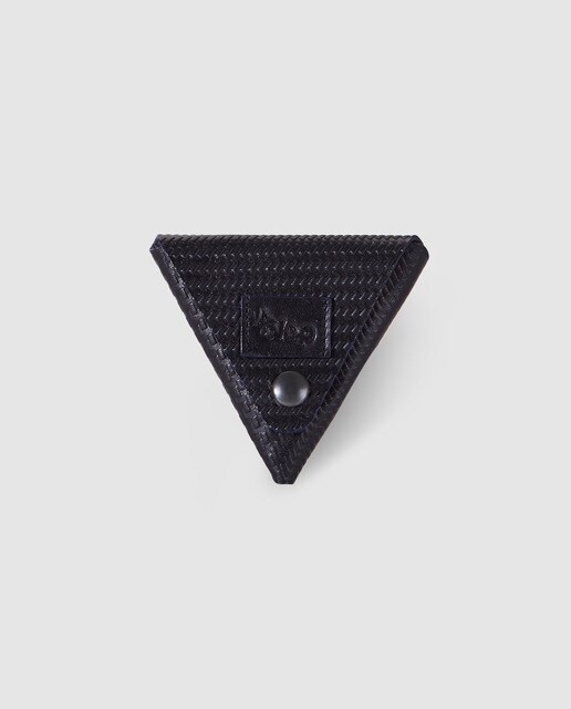 Monedero triangular de hombre Alep de piel grabada azul marino con clic
